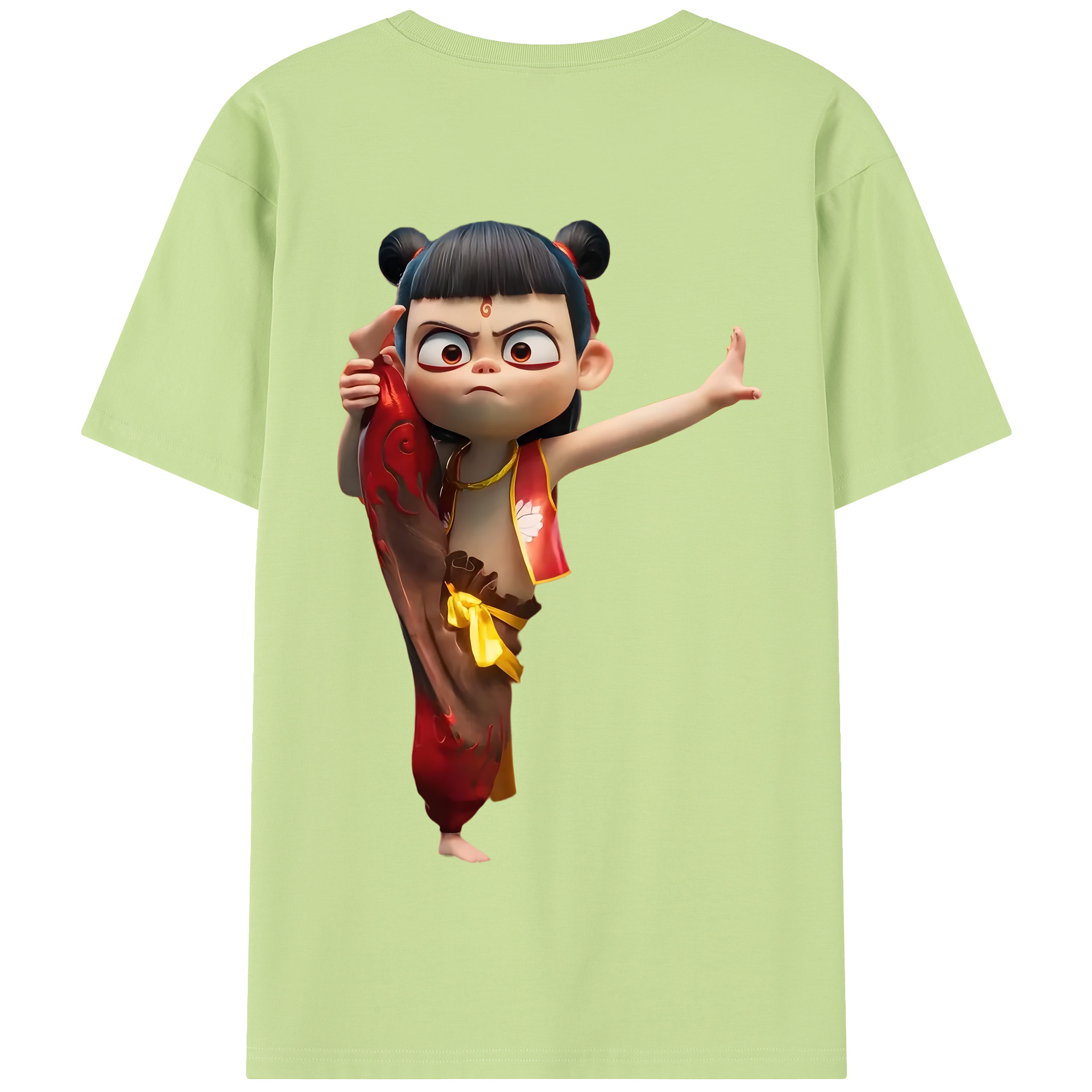 （画像用） Ne Zha 2 ナタ 魔童の大暴れ 綿100％半袖Tシャツ（背面プリント）